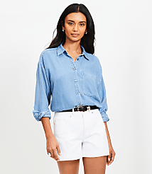 Petite Chambray Everyday Oversized Pocket Shirt carousel Product Image 2