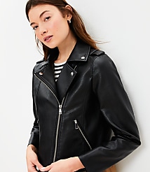 Petite Pebbled Faux Leather Moto Jacket carousel Product Image 2