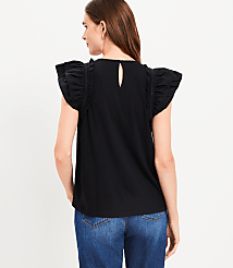 Petite Tiered Ruffle Mixed Media Top carousel Product Image 3