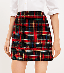 Plaid Textured Tweed Shift Skirt carousel Product Image 3