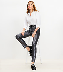Petite Coated High Rise Skinny Jeans in Pewter Metallic carousel Product Image 1