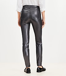 Petite Coated High Rise Skinny Jeans in Pewter Metallic carousel Product Image 3