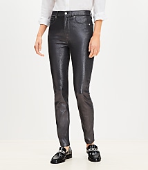 Petite Coated High Rise Skinny Jeans in Pewter Metallic carousel Product Image 2