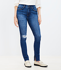 Petite Curvy Ankle Slit Fresh Cut High Rise Skinny Jeans in Dark Vintage Wash carousel Product Image 1