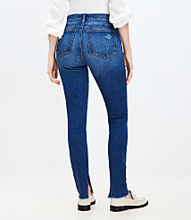 Petite Curvy Ankle Slit Fresh Cut High Rise Skinny Jeans in Dark Vintage Wash carousel Product Image 2