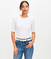 Perfect Ribbed Elbow Sleeve Tee carousel Product Image 2
