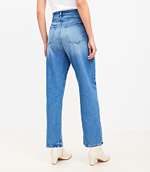Petite High Rise Straight Jeans in Vintage Mid Indigo Wash carousel Product Image 3