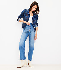 High Rise Straight Jeans in Vintage Mid Indigo Wash carousel Product Image 1
