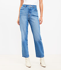 High Rise Straight Jeans in Vintage Mid Indigo Wash carousel Product Image 2