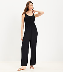 LOFT Beach Smocked Knit Jumpsuit carousel Product Image 1