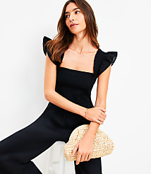 LOFT Beach Smocked Ruffle Strap Jumpsuit carousel Product Image 1