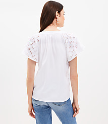 Petite Eyelet Split Neck Top carousel Product Image 3