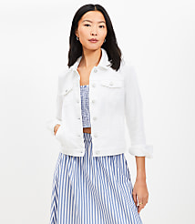 Petite Denim Trucker Jacket in White carousel Product Image 2