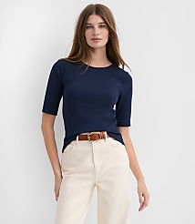 Perfect Ribbed Elbow Sleeve Tee carousel Product Image 1