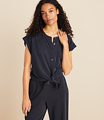 Lou & Grey Sandwashed Tie Front Pocket Shirt carousel Product Image 1