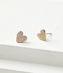 Demi Fine Pave Heart Stud Earrings carousel Product Image 1