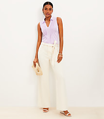 High Rise Palazzo Jeans in Ecru carousel Product Image 2
