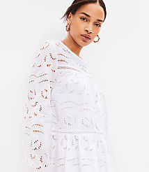 Eyelet Long Sleeve Swing Dress carousel Product Image 3
