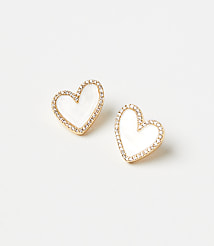 Mother Of Pearl Sparkle Heart Stud Earrings carousel Product Image 1
