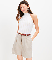 Shimmer Stripe Crinkle Bow Back Halter Top carousel Product Image 1