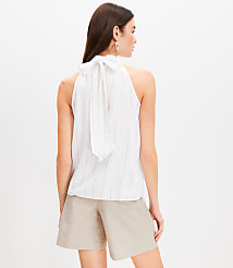 Shimmer Stripe Crinkle Bow Back Halter Top carousel Product Image 3