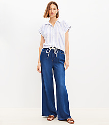 High Rise Palazzo Jeans in Dark Wash carousel Product Image 2