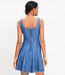 Chambray Seamed Mini Flare Dress carousel Product Image 3