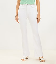 Petite Curvy Frayed High Rise Slim Flare Jeans in White carousel Product Image 1