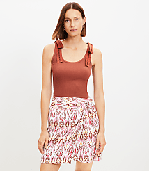 Ikat Linen Blend Twist Sarong Mini Skirt carousel Product Image 1