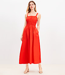 Petite Poplin Shirred Strappy Pocket Maxi Dress carousel Product Image 1