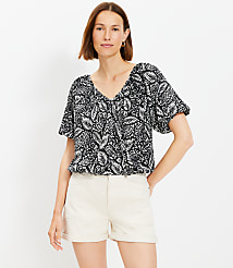 Palm Crinkle Bubble Hem Top carousel Product Image 1