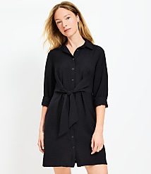 Petite Dahlia Tie Front Mini Shirtdress carousel Product Image 1