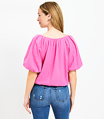 Crinkle Seersucker Bubble Hem Top carousel Product Image 3