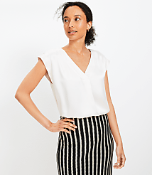 Satin Cap Sleeve V-Neck Top carousel Product Image 1