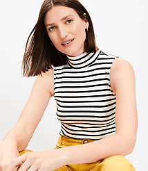 Petite Stripe Mock Neck Perfect Ribbed Tank Top carousel Product Image 2