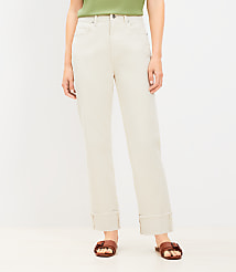 Petite High Rise Cuffed Straight Jeans in Popcorn carousel Product Image 1