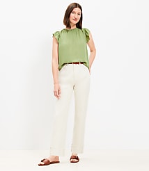 Petite High Rise Cuffed Straight Jeans in Popcorn carousel Product Image 2