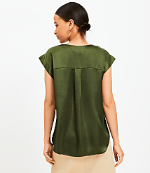 Satin Cap Sleeve V-Neck Top carousel Product Image 2