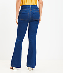 Curvy High Rise Patch Pocket Slim Flare Jeans in Dark Wash carousel Product Image 2