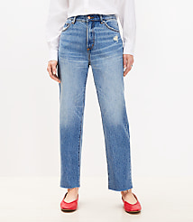 Petite Curvy Fresh Cut High Rise Straight Jeans in Light Vintage Wash carousel Product Image 1