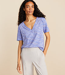 Lou & Grey Spacedye Soft Jersey V-Neck Tee carousel Product Image 1