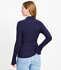 Ribbed Collared Wrap Sweater carousel Product Image 3