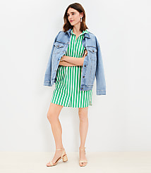Petite Striped Cap Sleeve Mini Shirtdress carousel Product Image 1