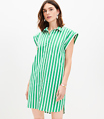 Petite Striped Cap Sleeve Mini Shirtdress carousel Product Image 2