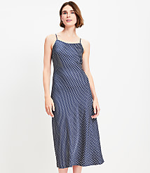 Dotted Satin Strappy Bias Midi Dress carousel Product Image 1