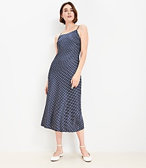 Dotted Satin Strappy Bias Midi Dress carousel Product Image 2
