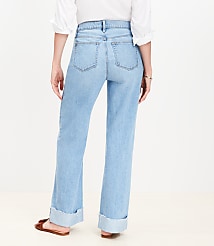 Flip Cuff High Rise Wide Leg Jeans in Light Wash carousel Product Image 3