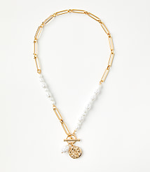 Pearlized Coin Toggle Necklace carousel Product Image 1