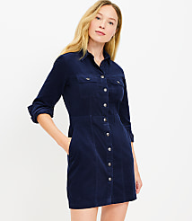 Petite Corduroy Mini Pocket Shirtdress carousel Product Image 1