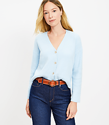 Ribbed Sleeve V-Neck Cardigan carousel Product Image 1